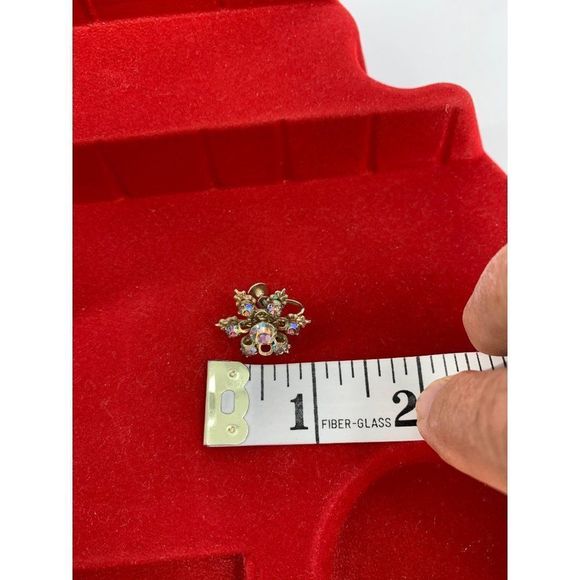 Vintage Antique Earrings Aurora Borealis Clear Snowflake Screw Clasp 1" 1639 - Picture 6 of 6